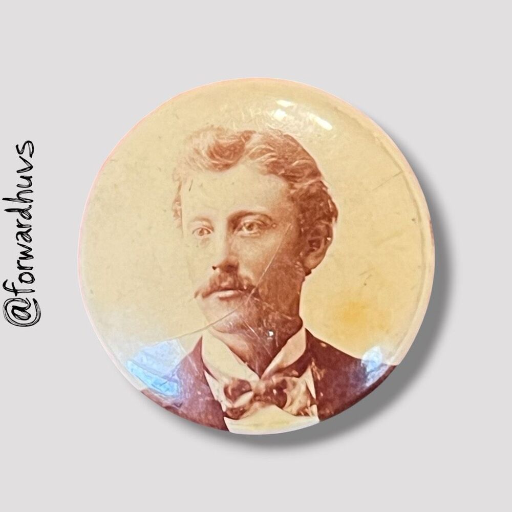 Antique Sepia Portrait Button J.A. Mcallister / Pinlock Button Co. Chicagone